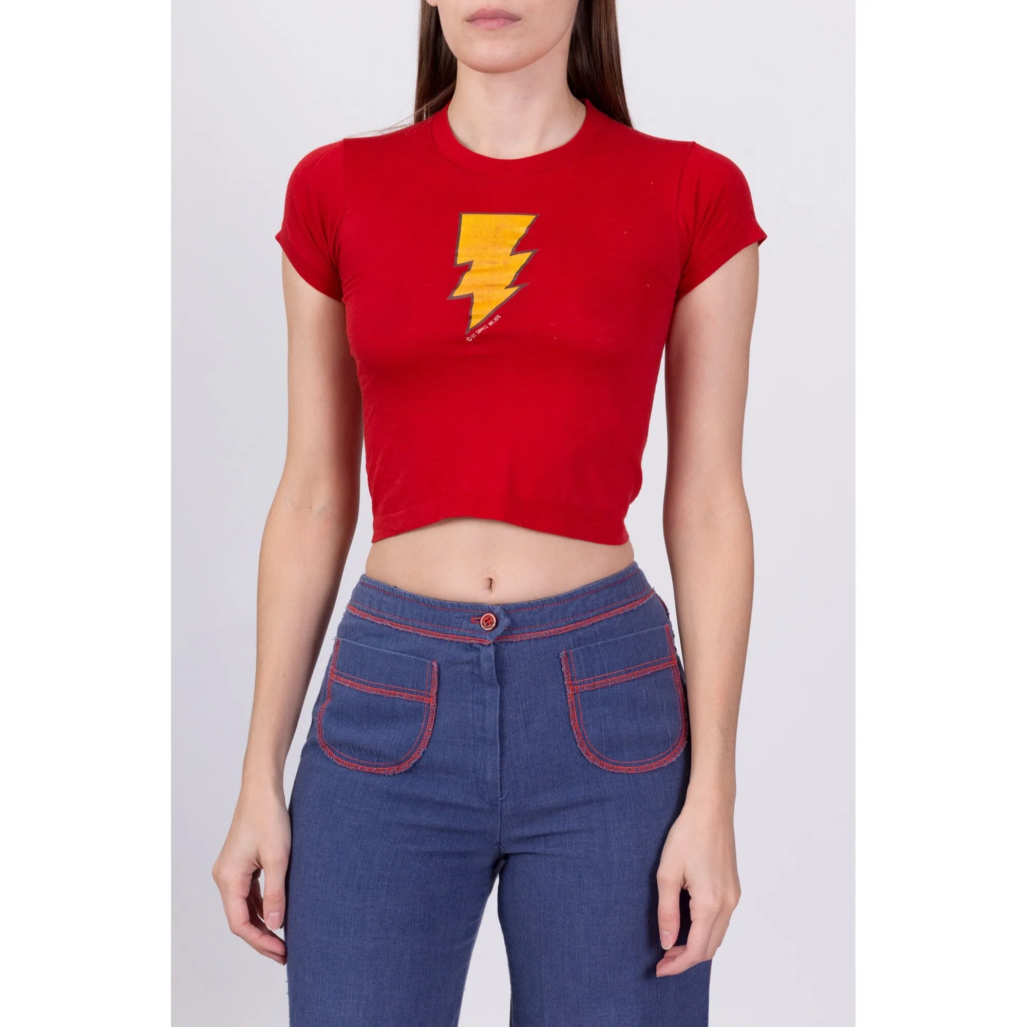 70s Shazam DC Comics Cropped T Shirt - XXS