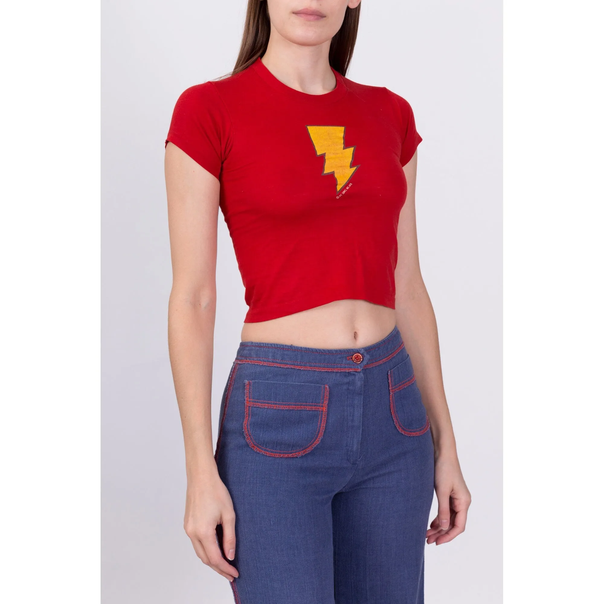 70s Shazam DC Comics Cropped T Shirt - XXS