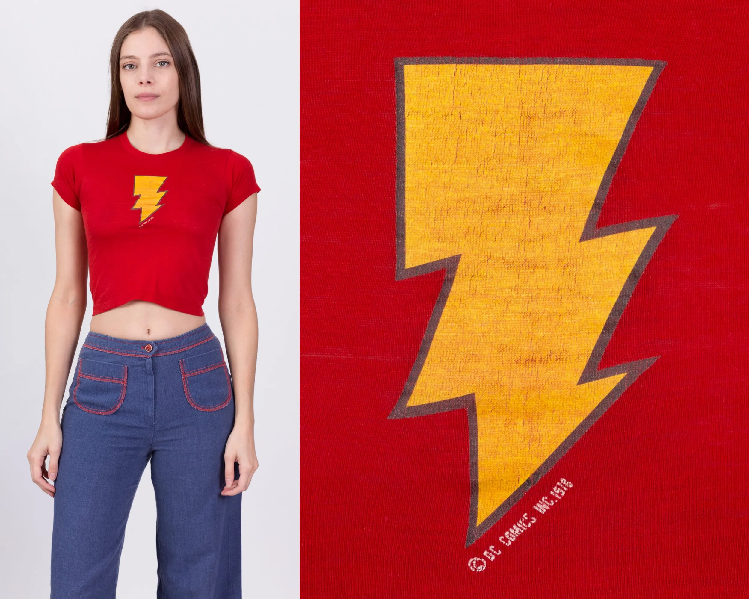 70s Shazam DC Comics Cropped T Shirt - XXS