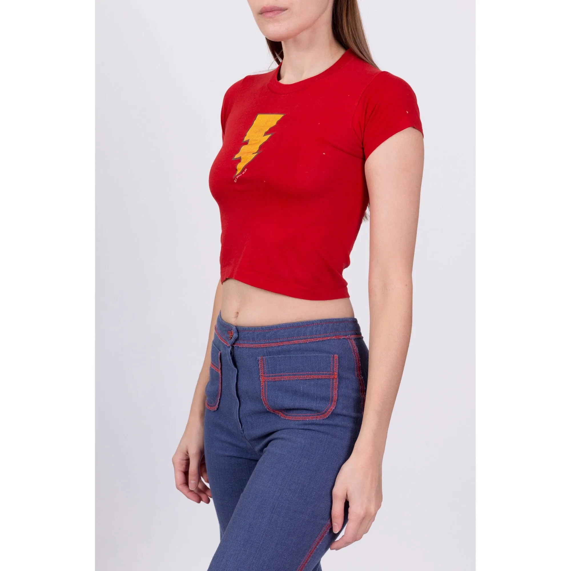 70s Shazam DC Comics Cropped T Shirt - XXS