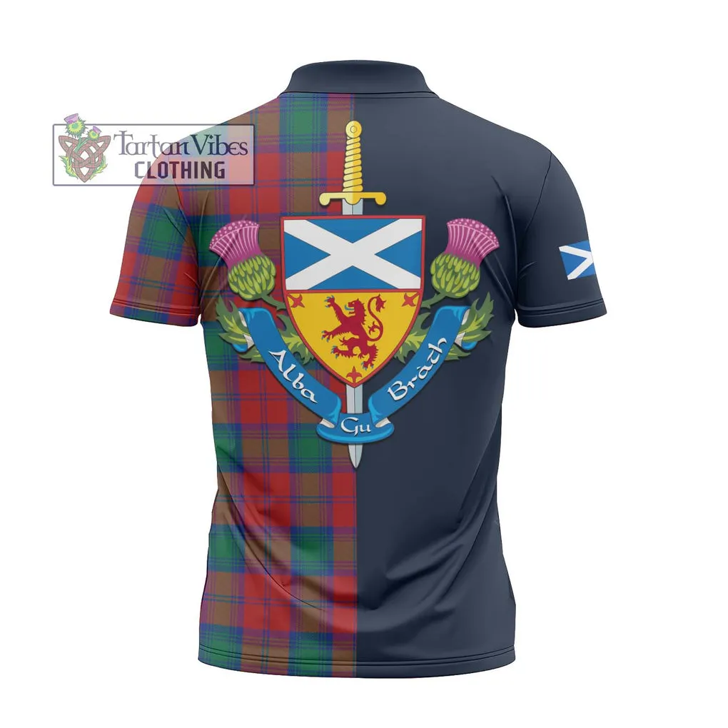 Affleck Tartan Zipper Polo Shirt Alba with Scottish Lion Royal Arm Half Style