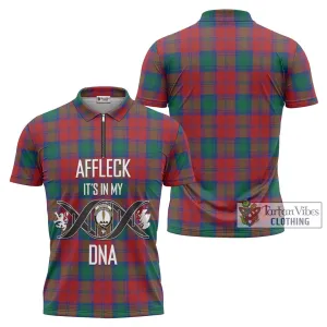 Affleck Tartan Zipper Polo Shirt with Family Crest DNA In Me Style