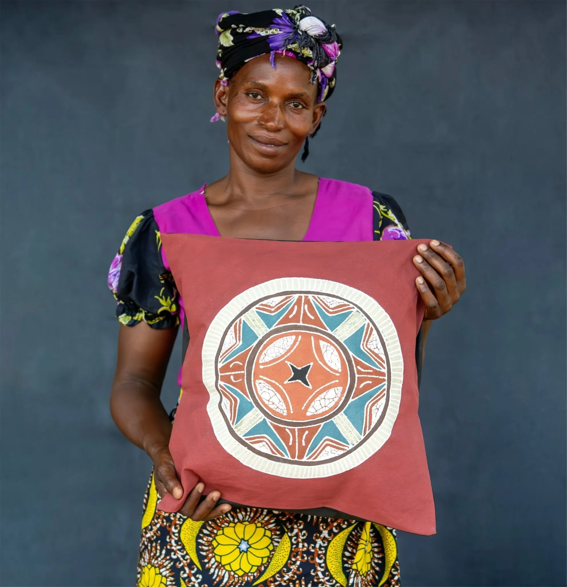 African Circles Massai Red Cushion Cover