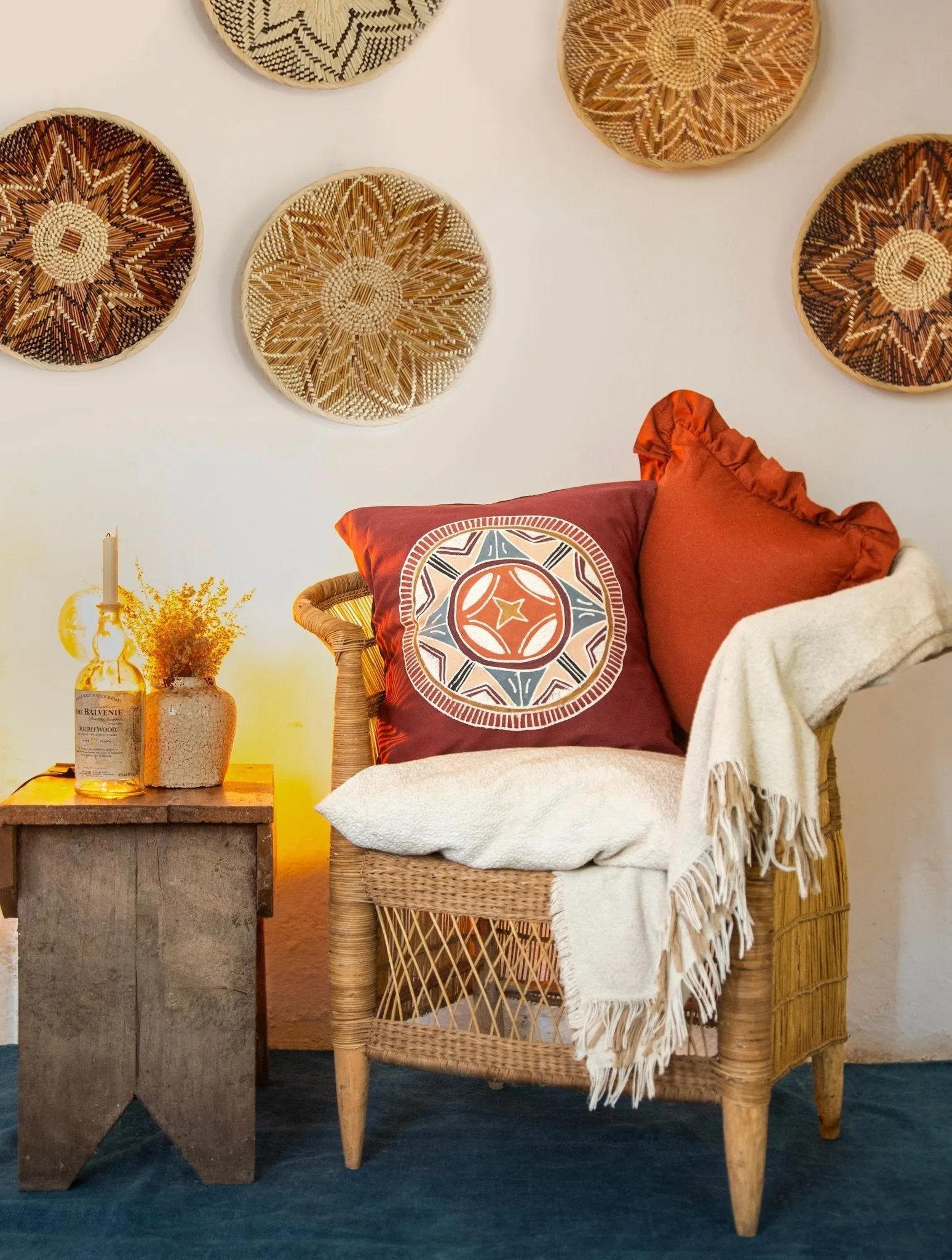 African Circles Massai Red Cushion Cover