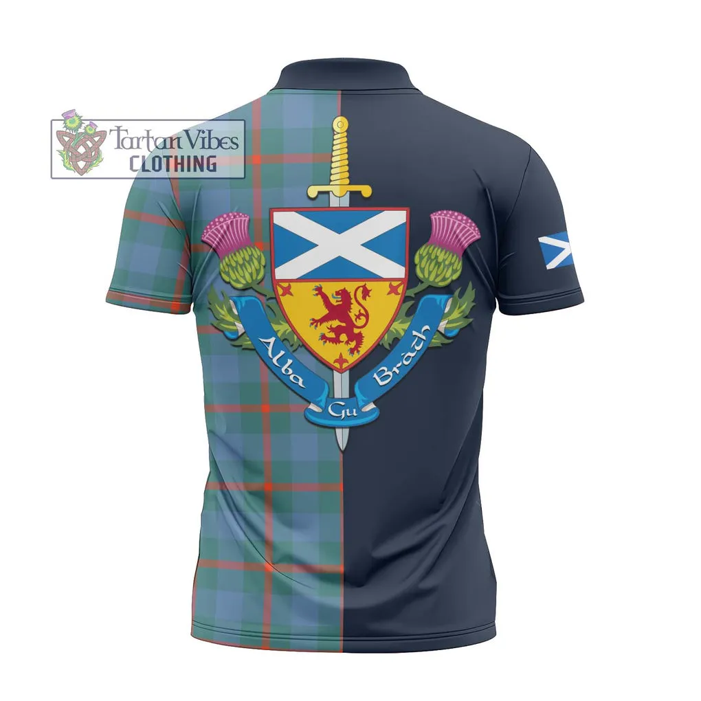 Agnew Ancient Tartan Zipper Polo Shirt Alba with Scottish Lion Royal Arm Half Style