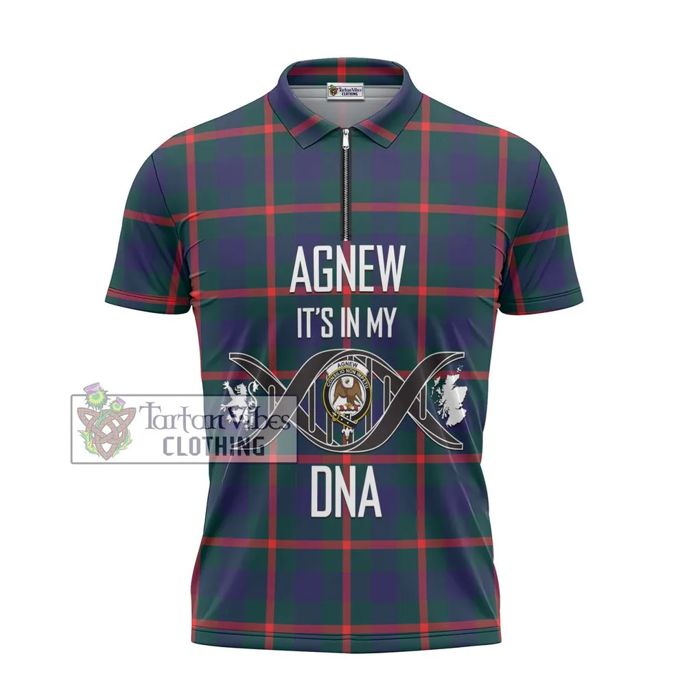 Agnew Tartan Zipper Polo Shirt with Family Crest DNA In Me Style