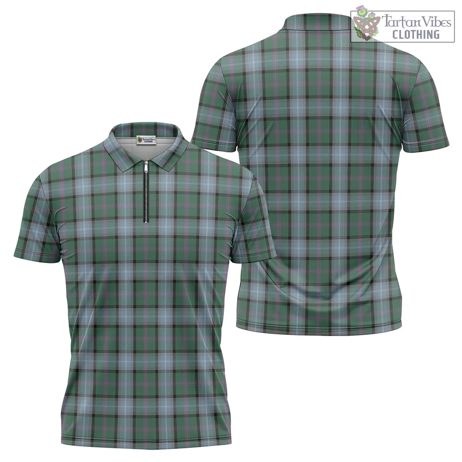 Alexander of Menstry Hunting Tartan Zipper Polo Shirt