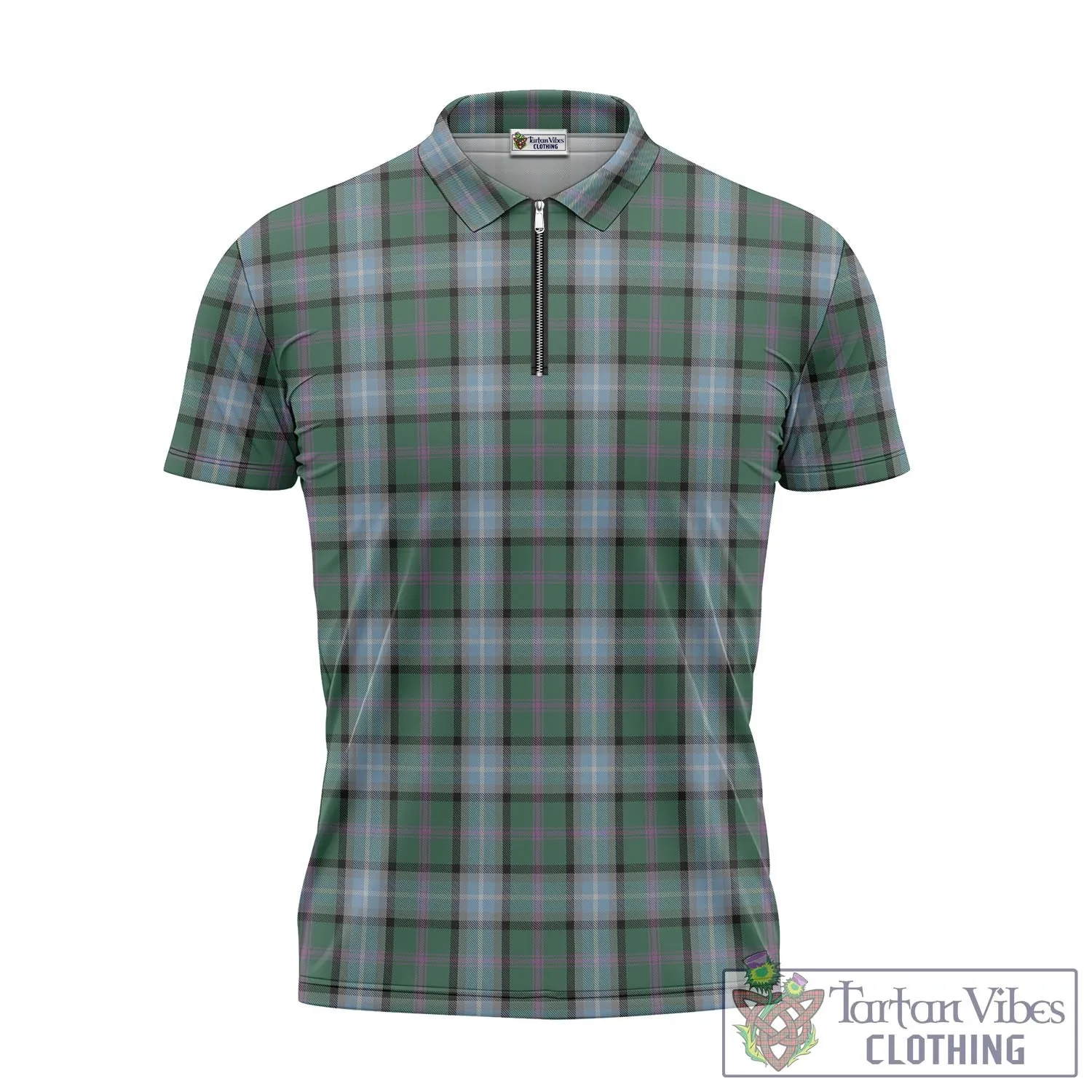 Alexander of Menstry Hunting Tartan Zipper Polo Shirt