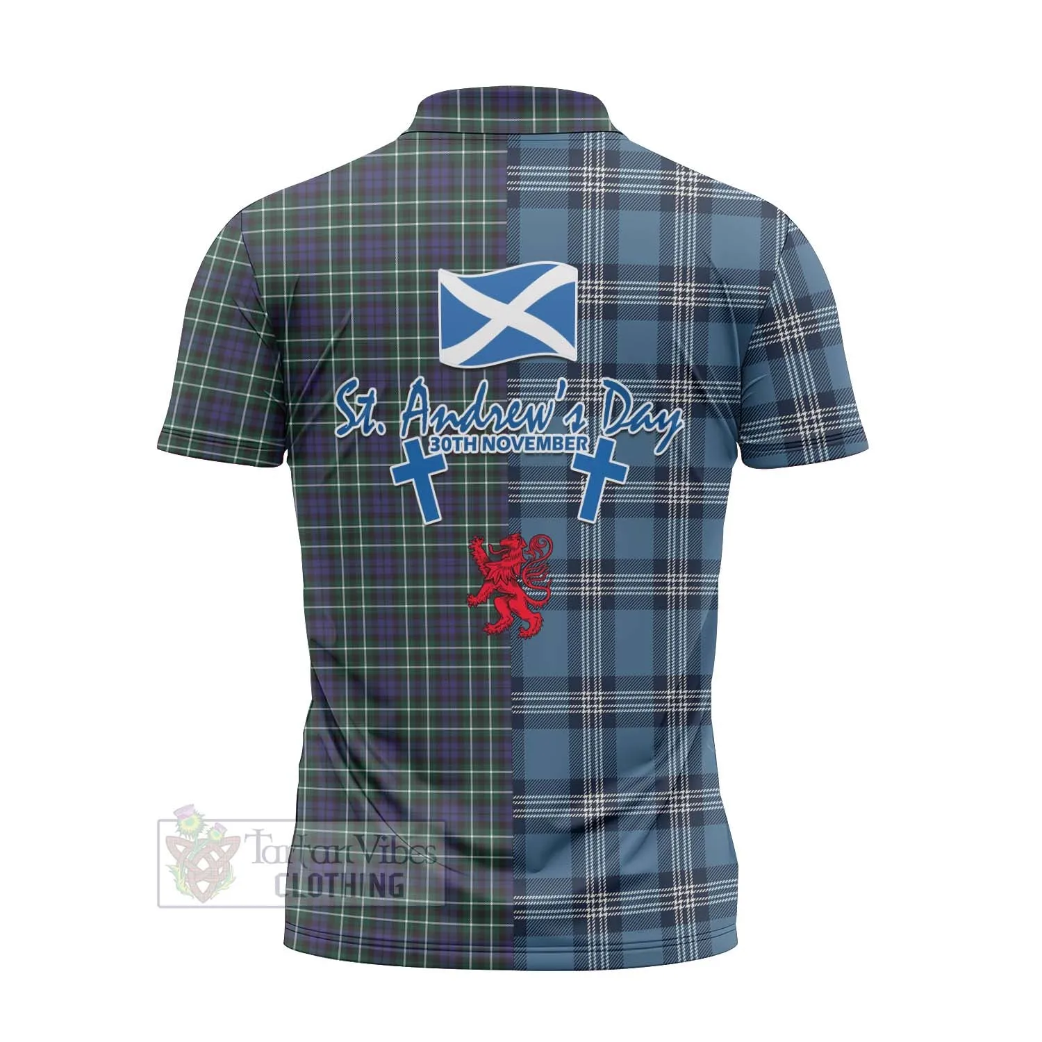 Allardice Tartan Zipper Polo Shirt Happy St. Andrew's Day Half Tartan Style