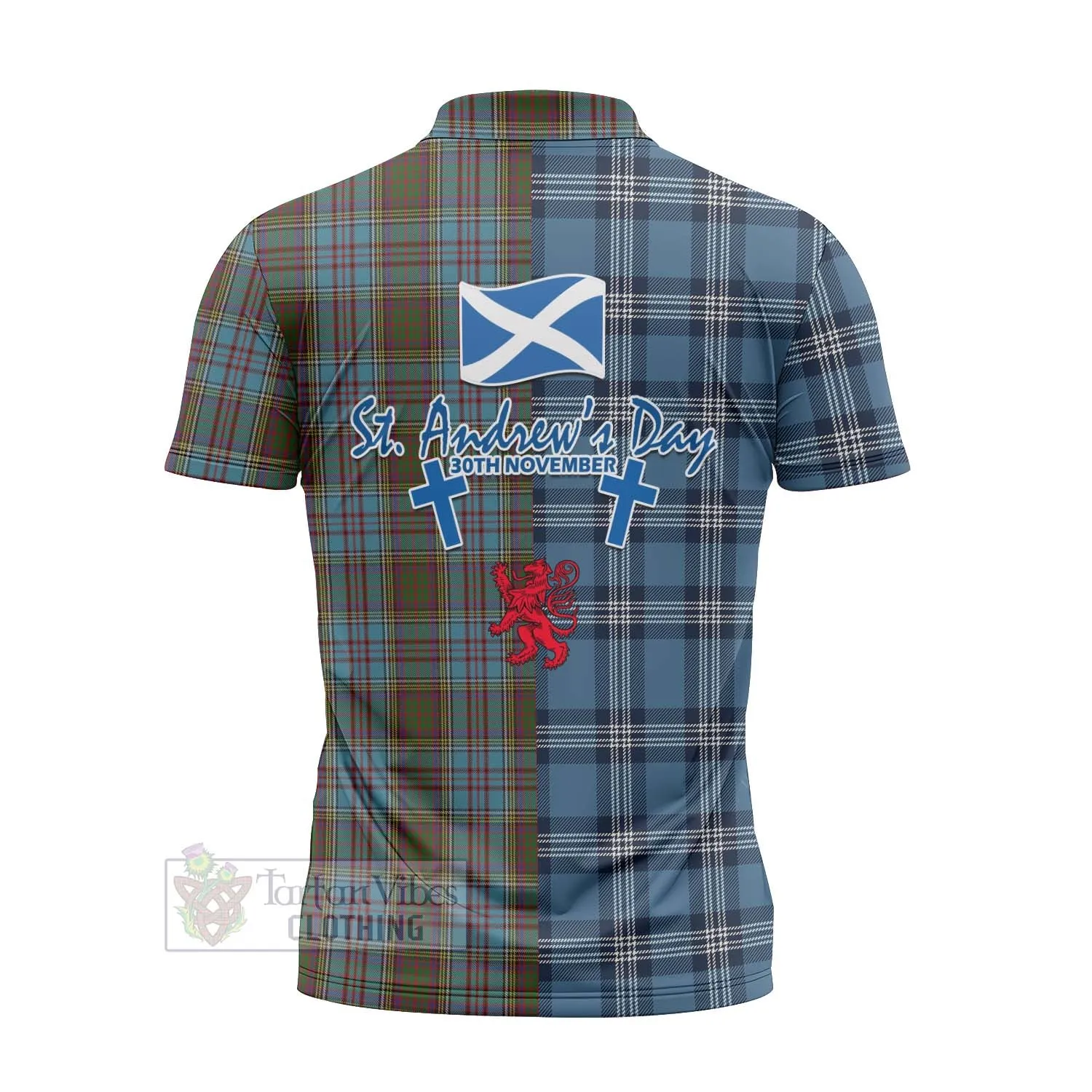 Anderson Tartan Zipper Polo Shirt Happy St. Andrew's Day Half Tartan Style