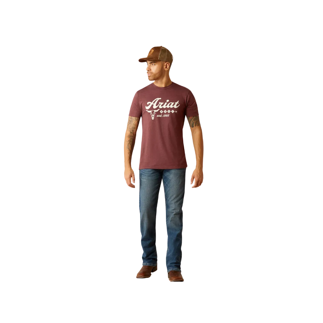 Ariat Men's Established Boot Co Maroon Heather T Shirt