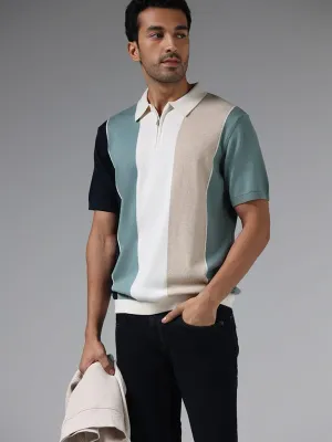 Ascot Green Color Block Relaxed-Fit T-Shirt