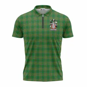 Barnewall Irish Clan Tartan Zipper Polo Shirt with Coat of Arms