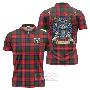 Belshes (Belsches) Tartan Zipper Polo Shirt with Family Crest Celtic Skull Style