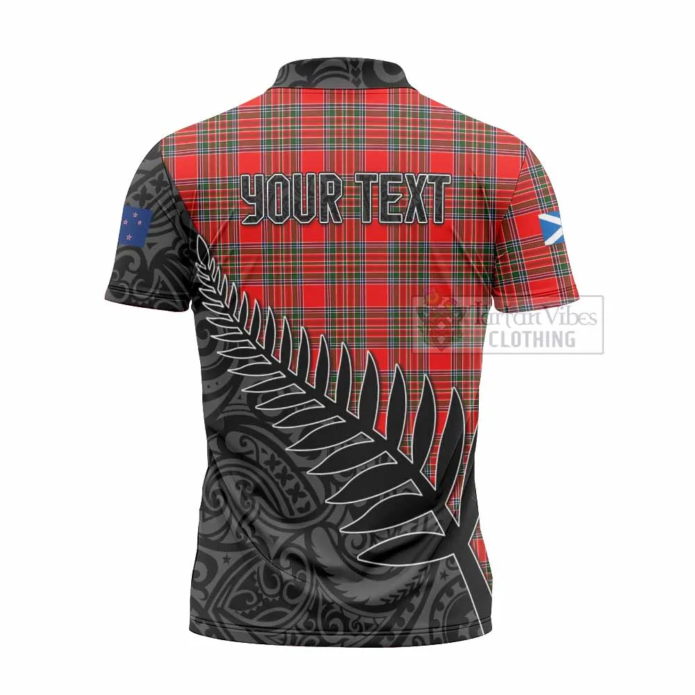 Binning Crest Tartan Zipper Polo Shirt with New Zealand Silver Fern Half Style