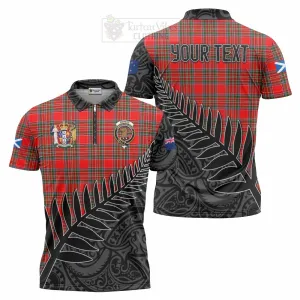 Binning Crest Tartan Zipper Polo Shirt with New Zealand Silver Fern Half Style