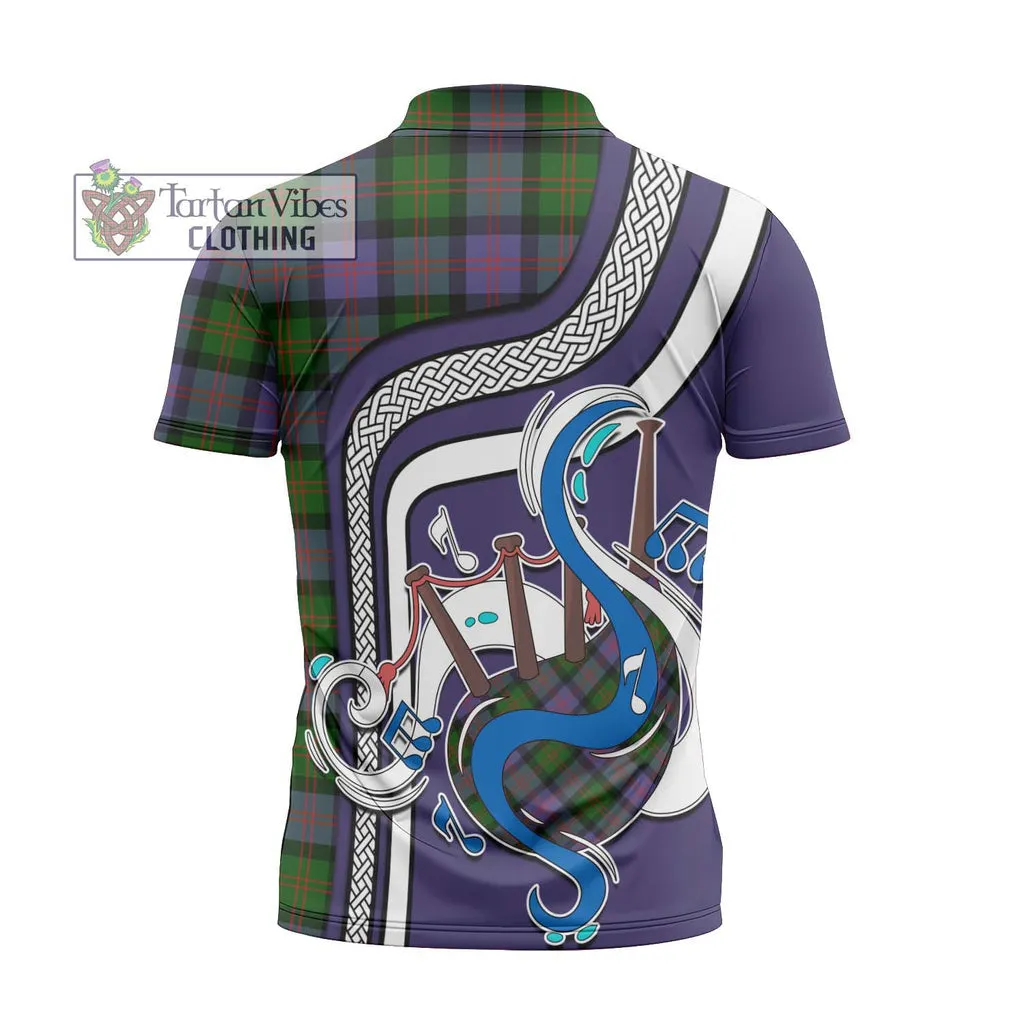 Blair Modern Tartan Zipper Polo Shirt with Epic Bagpipe Style