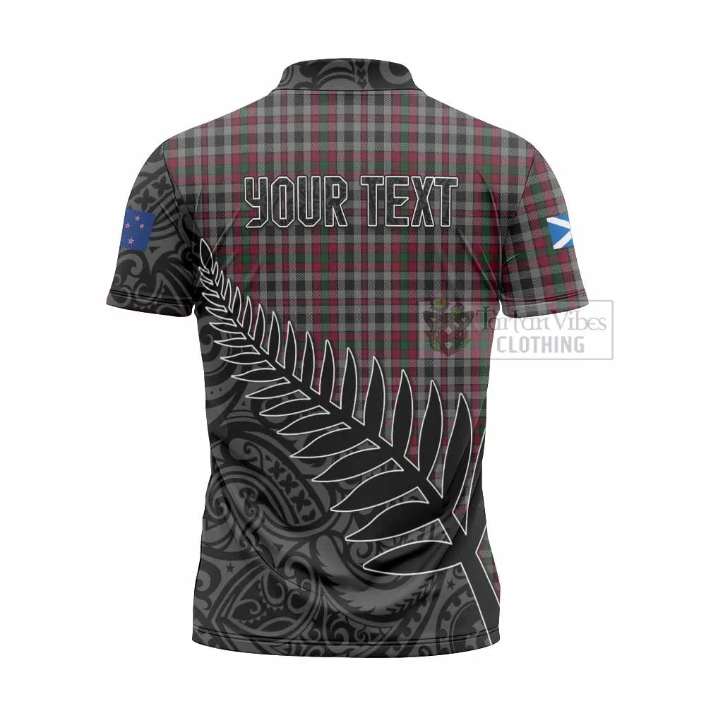 Borthwick Crest Tartan Zipper Polo Shirt with New Zealand Silver Fern Half Style