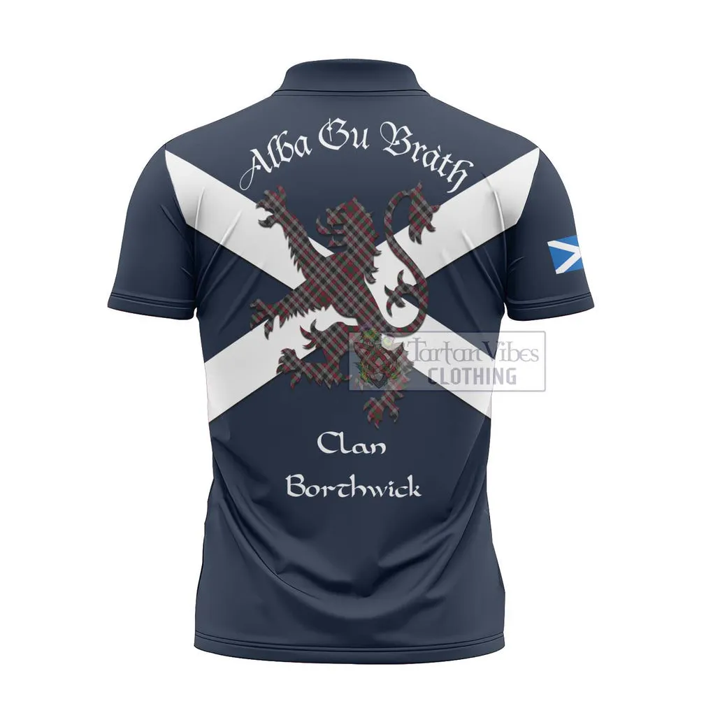 Borthwick Tartan Lion Rampant Zipper Polo Shirt Proudly Display Your Heritage with Alba Gu Brath and Clan Name