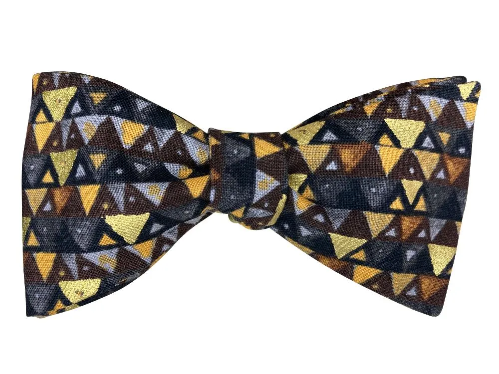 Brown & Gold Triangles Bow Tie