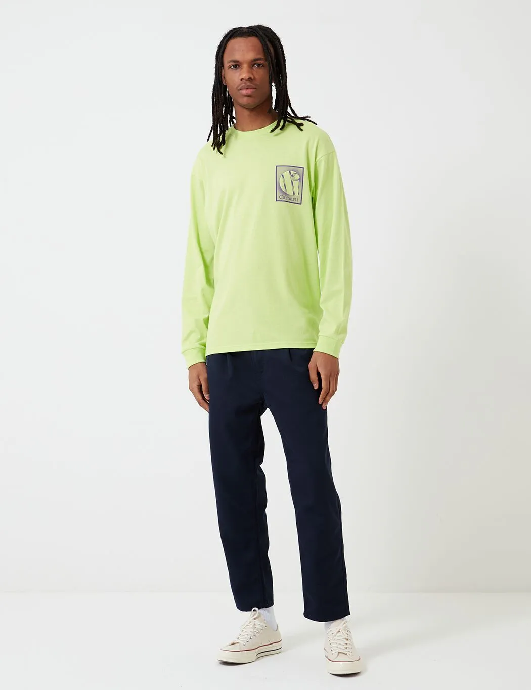 Carhartt-WIP Foundation Long Sleeve T-Shirt - Lime/Snape Purple