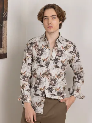 Coffee Floral Print Shirt