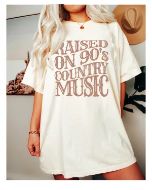 Country Music Festival T-Shirt, Raised On 90's Country Music Unisex-Sized Short Sleeve Tee Country Music T-Shirt, Retro Design T-Shirt