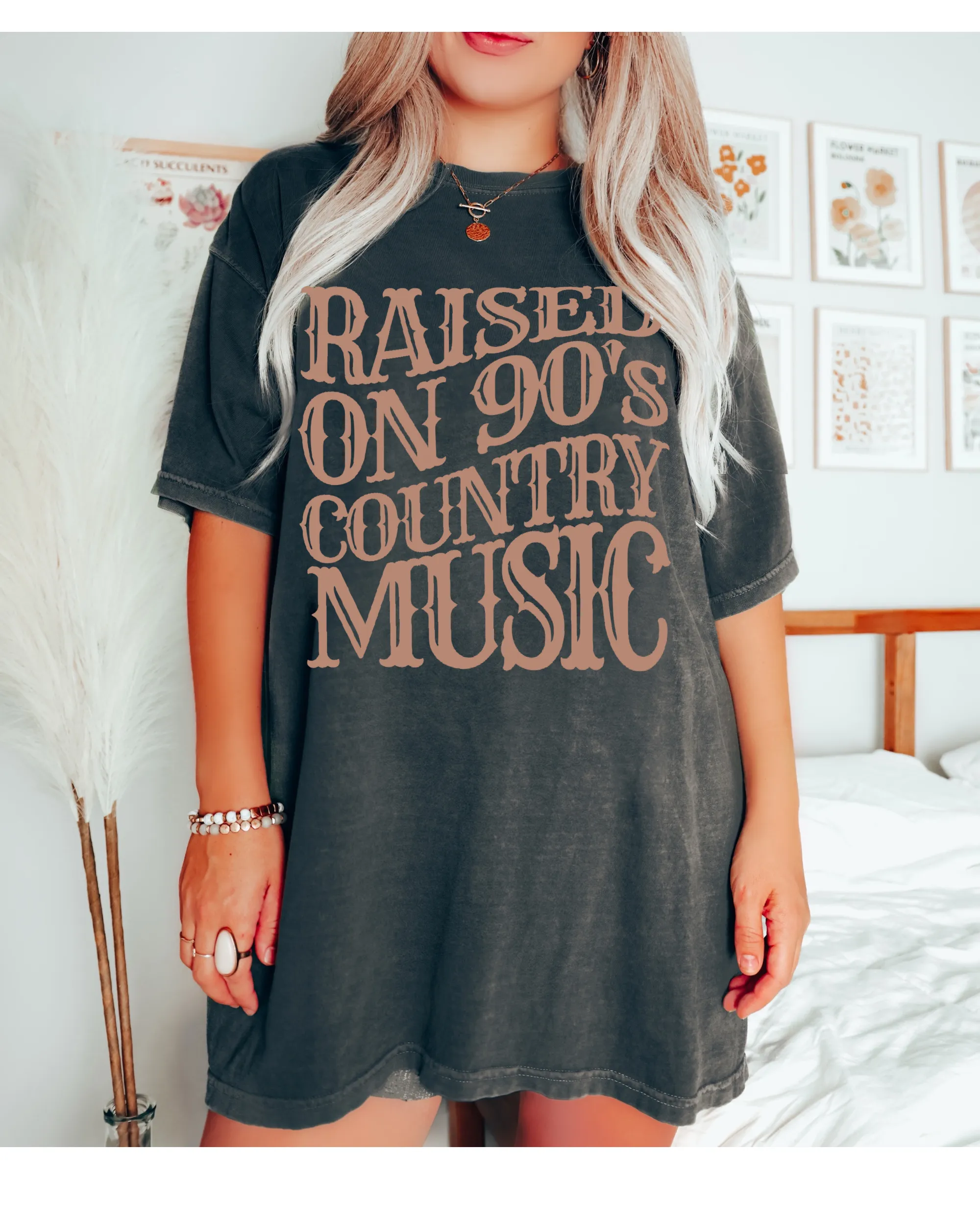 Country Music Festival T-Shirt, Raised On 90's Country Music Unisex-Sized Short Sleeve Tee Country Music T-Shirt, Retro Design T-Shirt