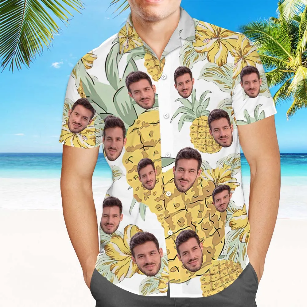 Custom Hawaiian Vintage Shirts Face Button-down Shirts With Hawaiian Style Pattern