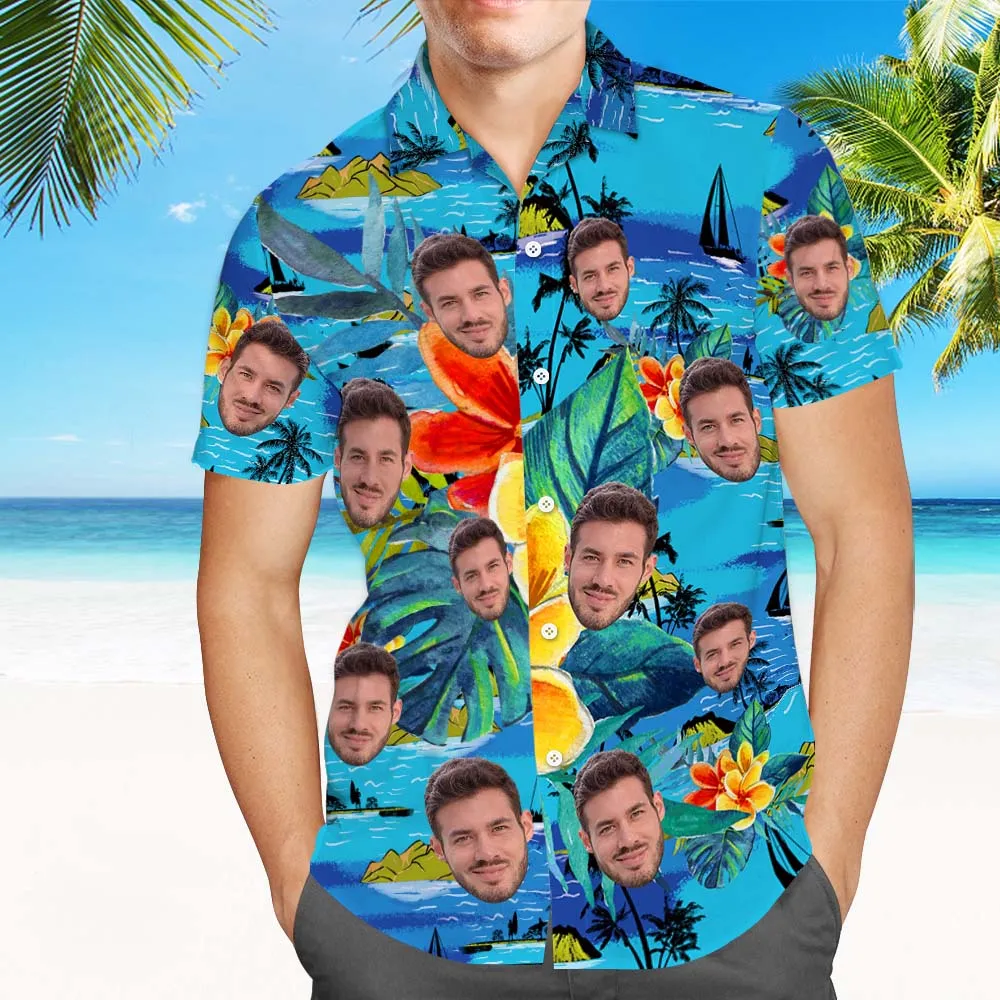 Custom Hawaiian Vintage Shirts Face Button-down Shirts With Hawaiian Style Pattern