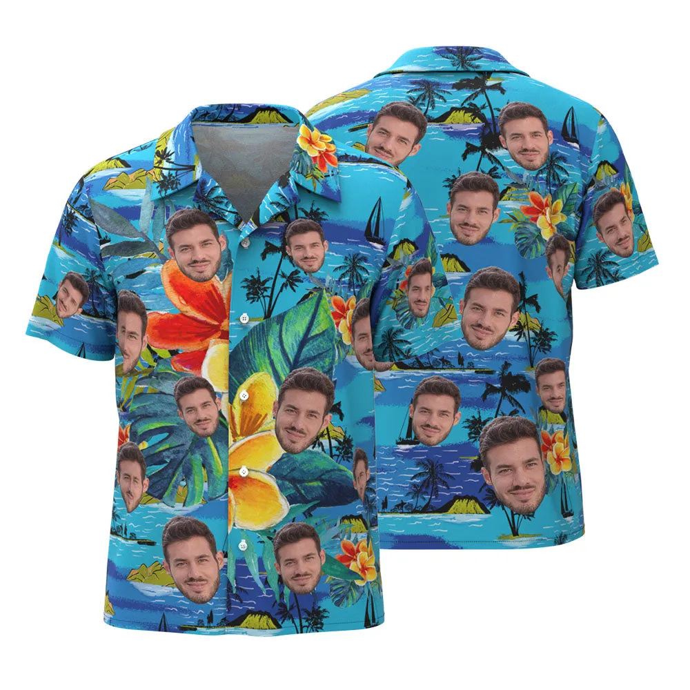 Custom Hawaiian Vintage Shirts Face Button-down Shirts With Hawaiian Style Pattern