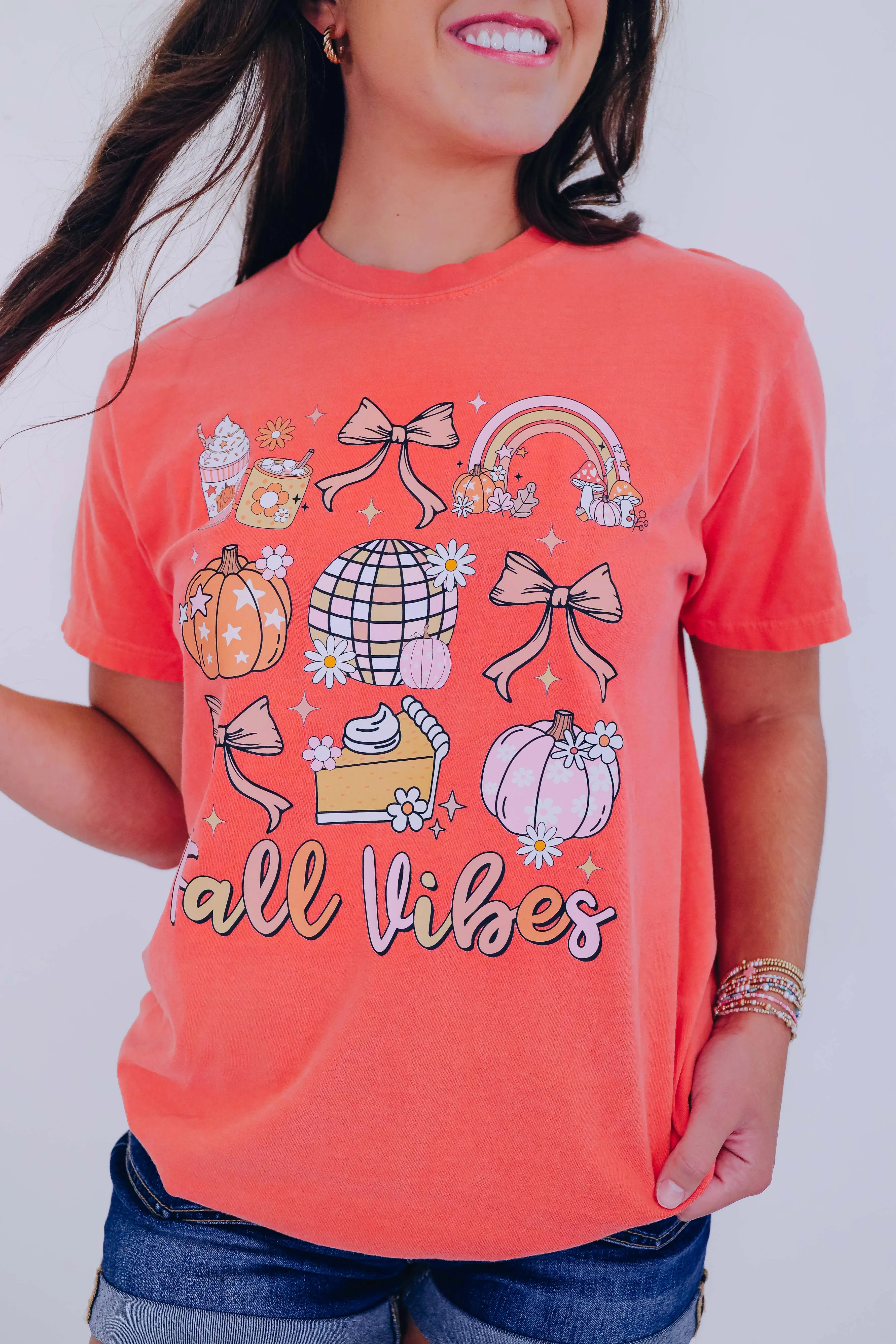 Fall Vibes Bow Comfort Colors Graphic Tee S-2X