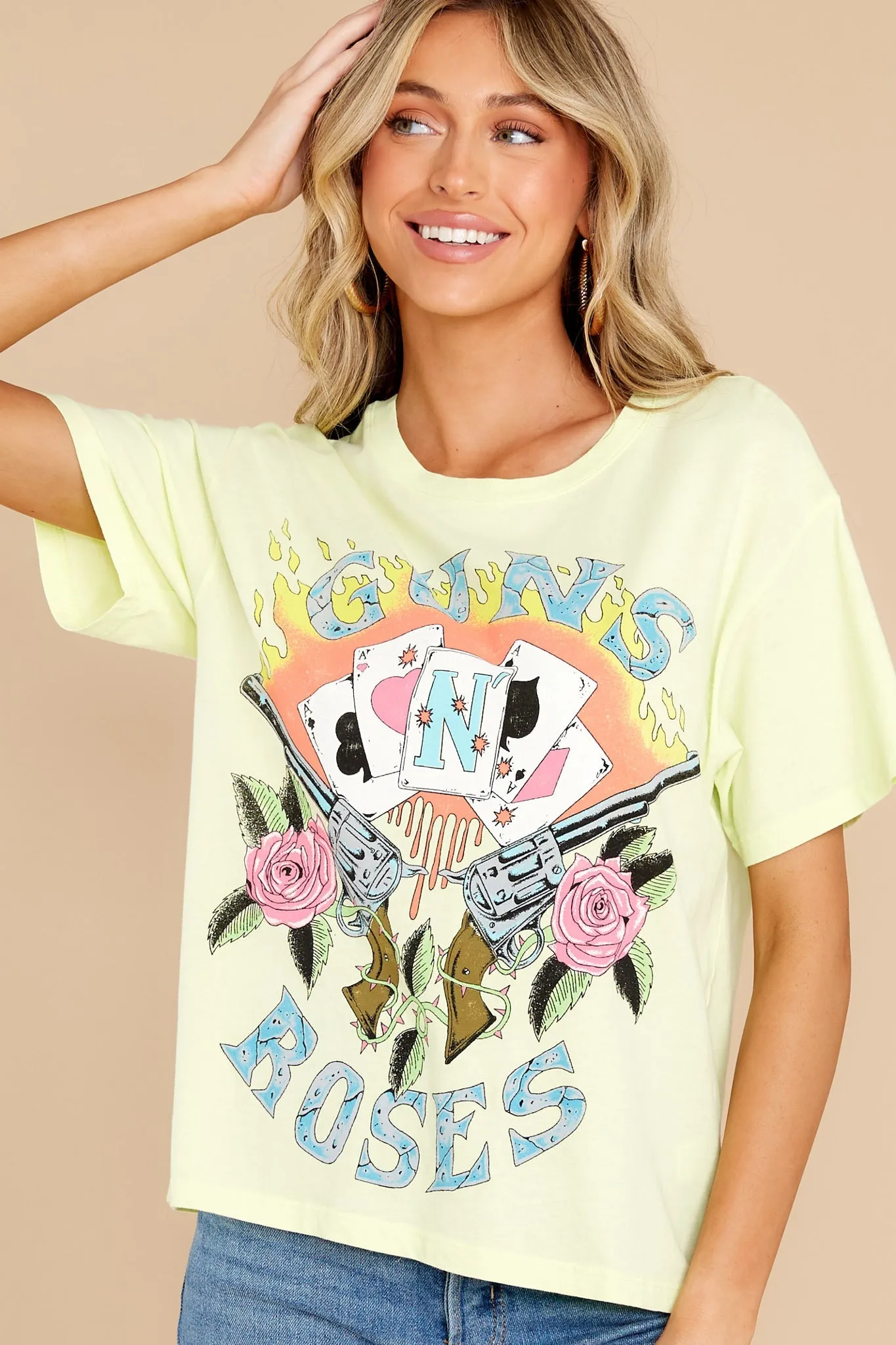 Guns N Roses Cards Sun Glow Boyfriend Tee