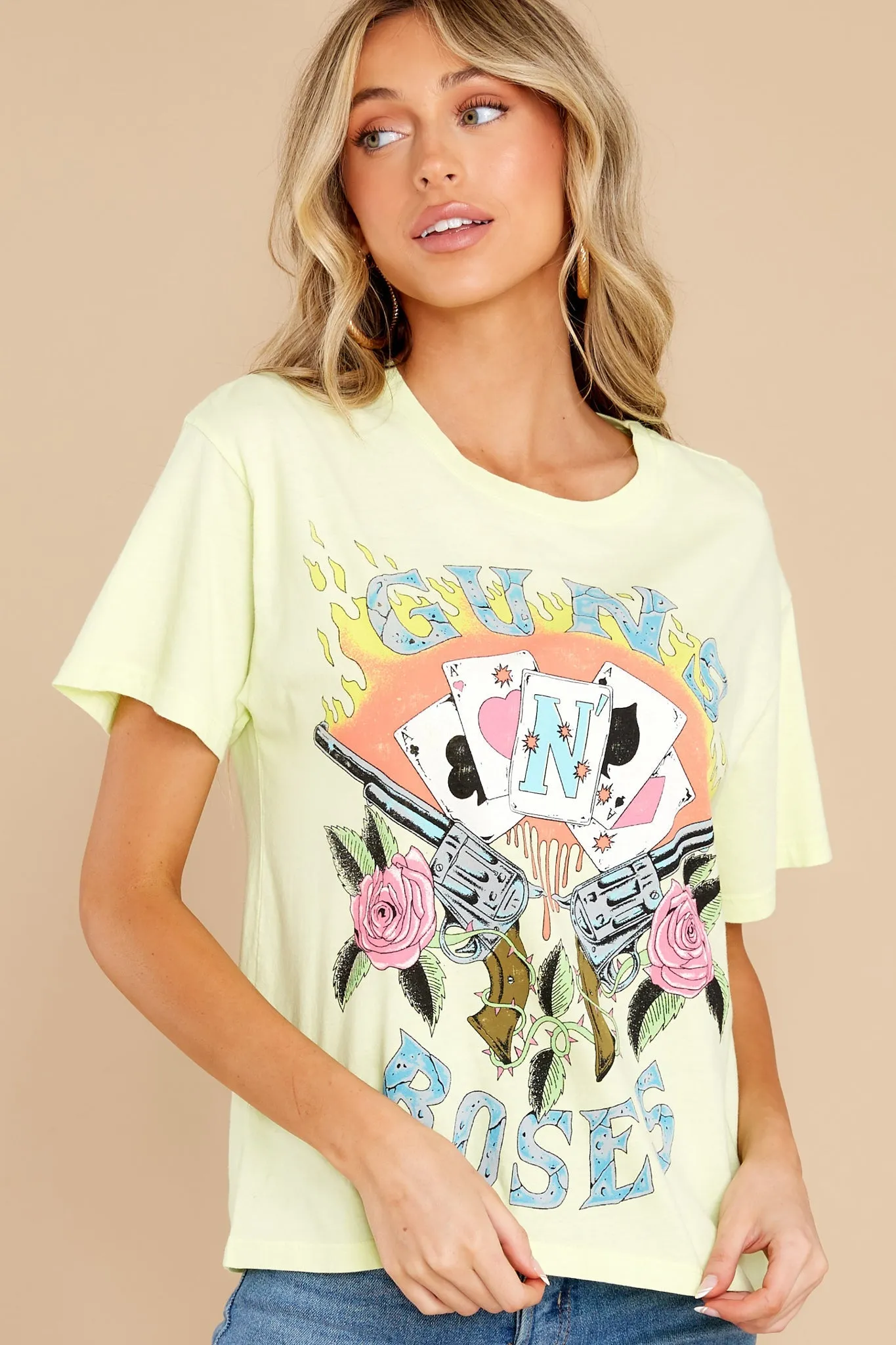 Guns N Roses Cards Sun Glow Boyfriend Tee