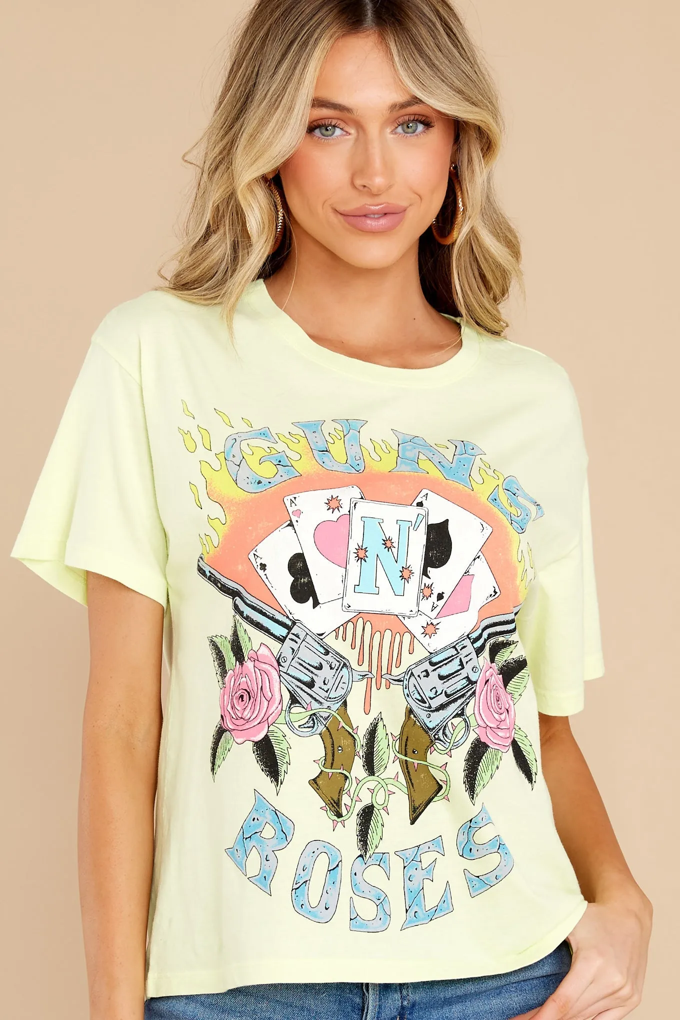 Guns N Roses Cards Sun Glow Boyfriend Tee