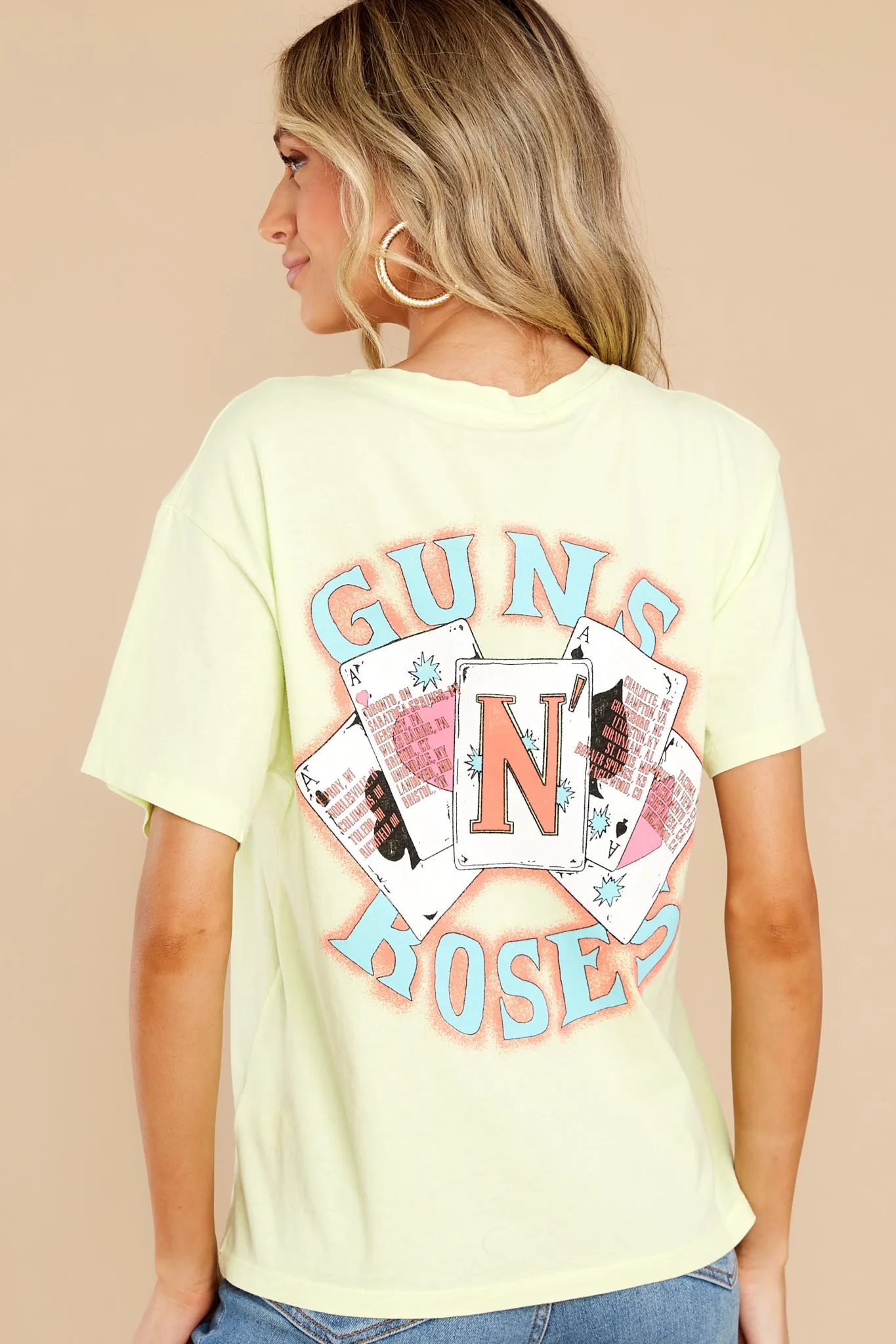 Guns N Roses Cards Sun Glow Boyfriend Tee