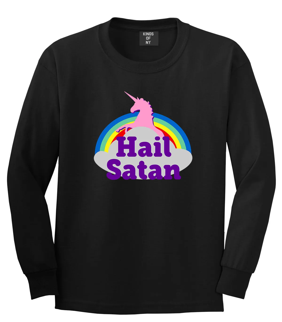 Hail Satan Unicorn Mens Long Sleeve T-Shirt