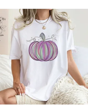 Halloween or Fall Comfort Colors® T-Shirt Women's Beautiful Watercolor Pumpkin Fall Colors T-Shirt