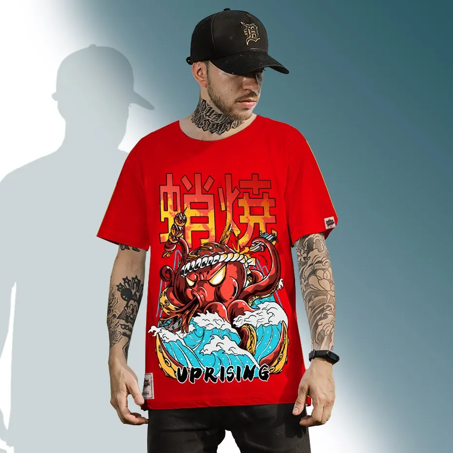 Hip Hop T Shirt Streetwear Oversized Funny Octopus Men Harajuku T-Shirt Japanese Style Summer Tops Tees Cotton anime Tshirt