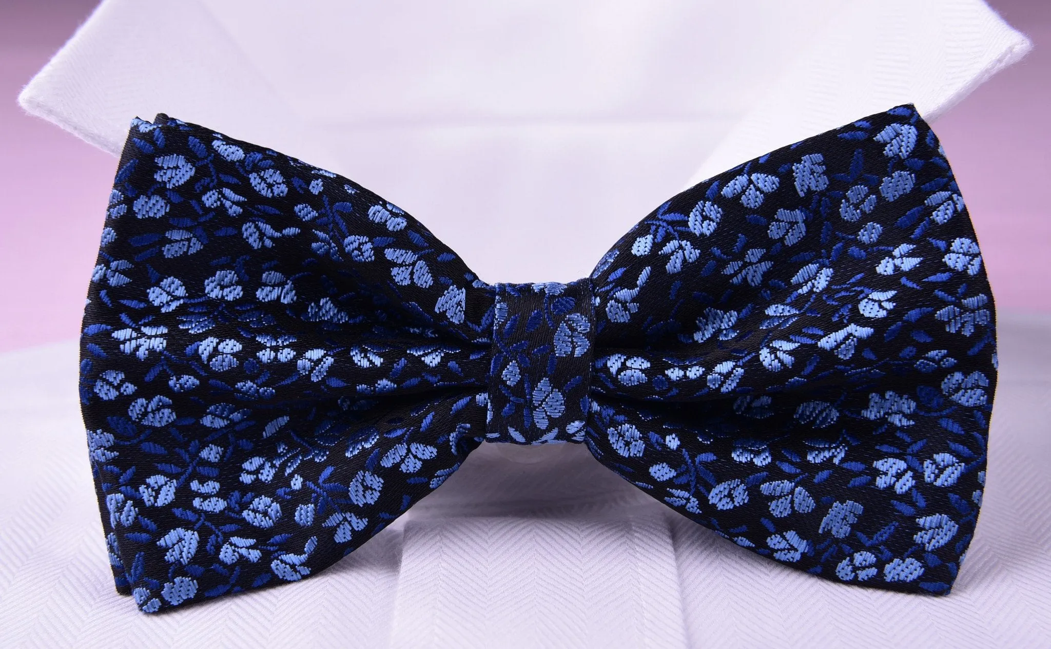 Lavish Blue Floral Bow Tie Casual Evening Dinner Fashion