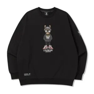 LifeWork Casual Hip Bulldog Crewneck Black