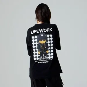 LifeWork Checkerboard Bulldog Tee Black