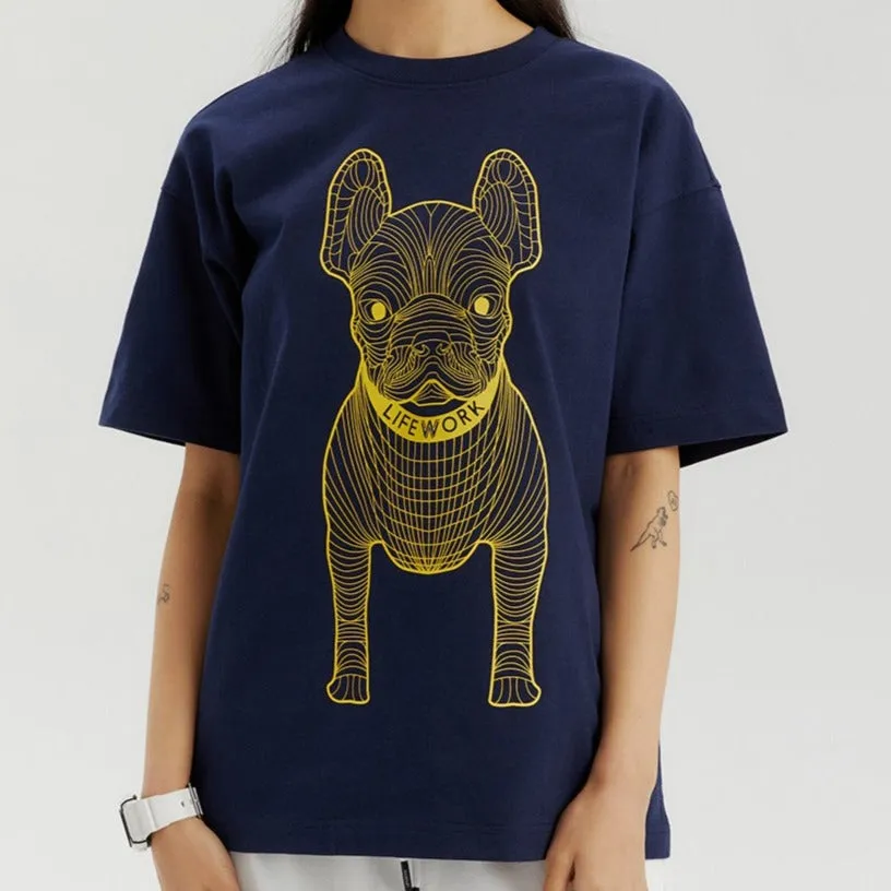 LifeWork Outline Bulldog Tee Navy