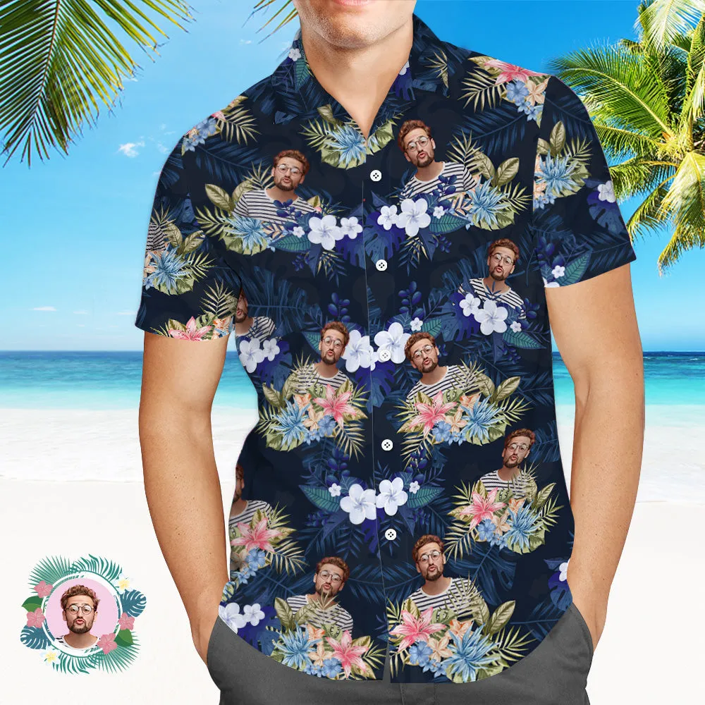 Men Hawaiian Vintage Shirts Custom Button-down Shirts Photo Beach Shirts Gifts For Him