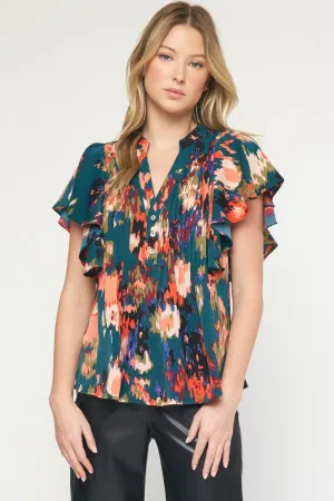 Monet Abstract Top - Hunter Green