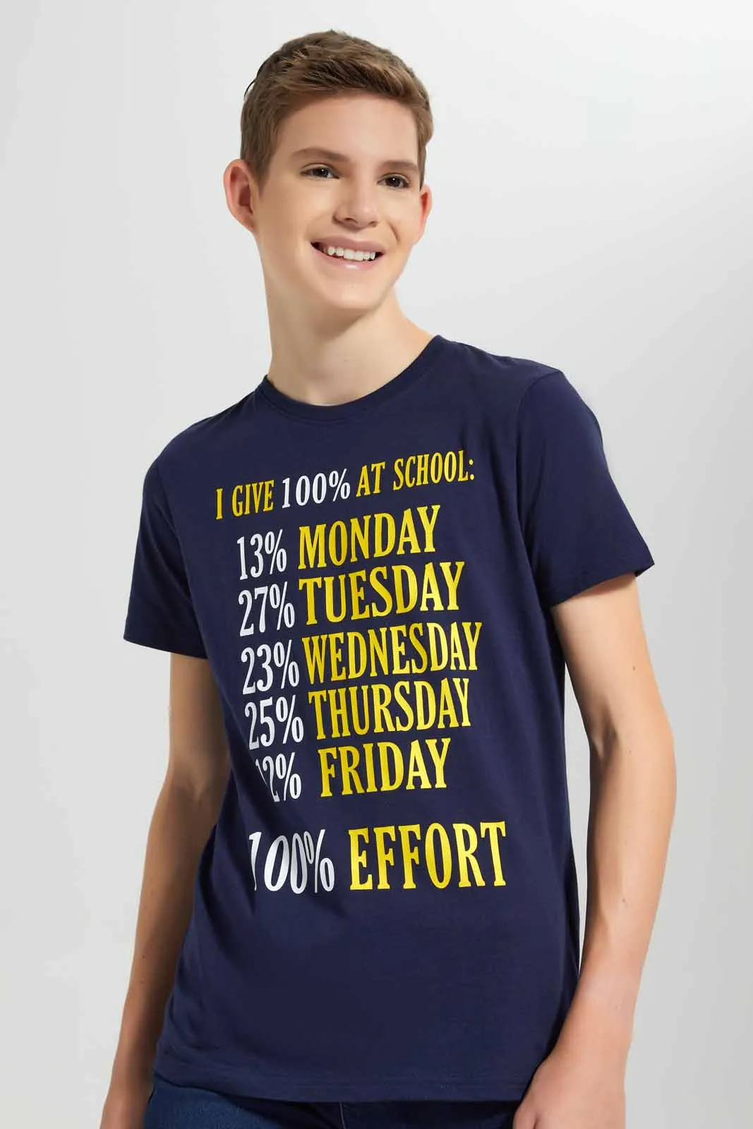 Navy 100% Effort Graphic T-Shirt