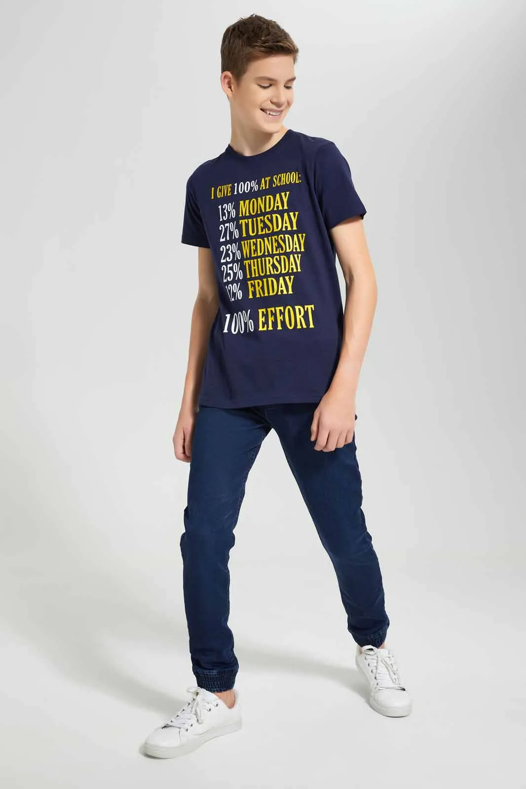 Navy 100% Effort Graphic T-Shirt