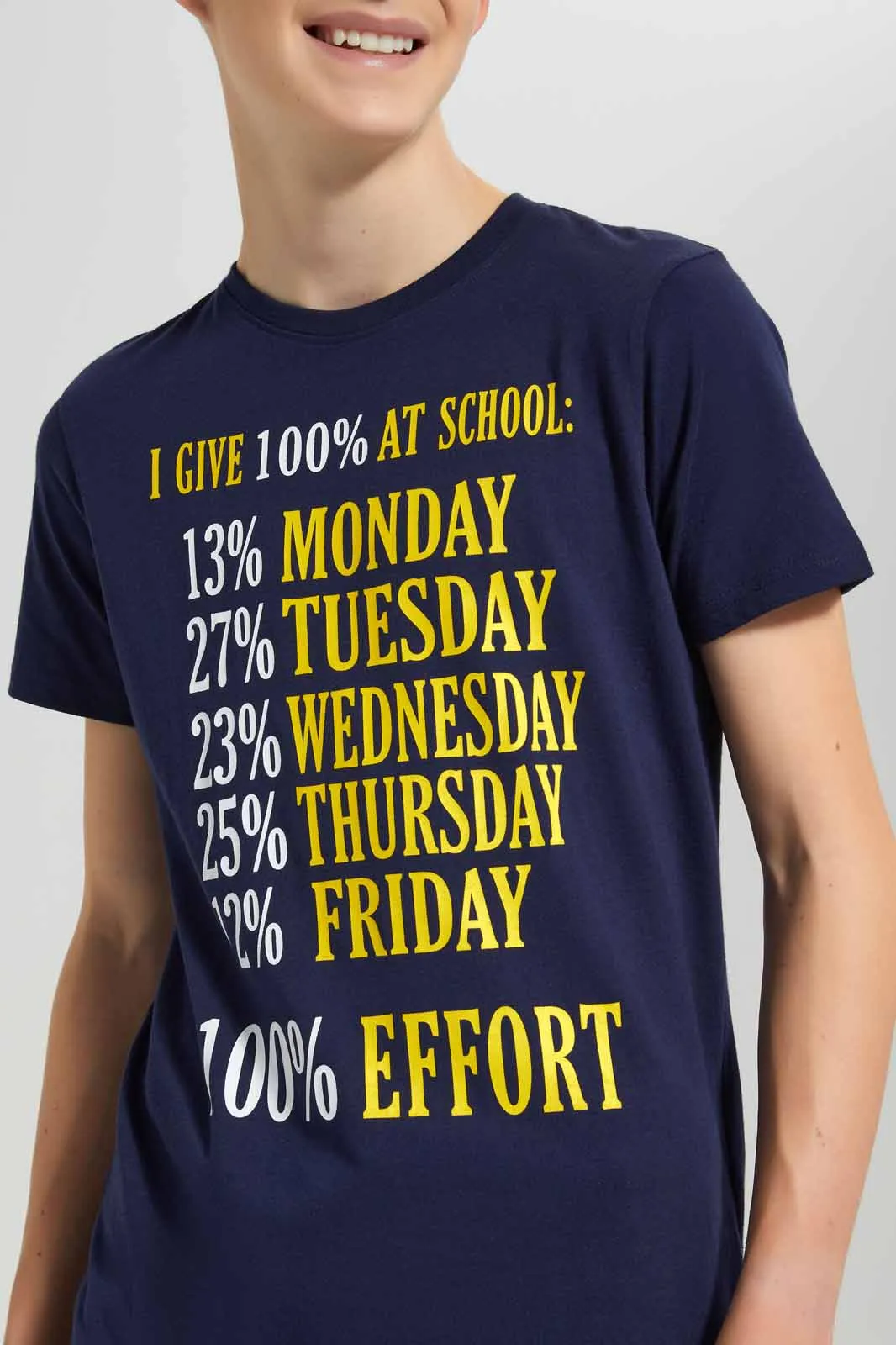 Navy 100% Effort Graphic T-Shirt