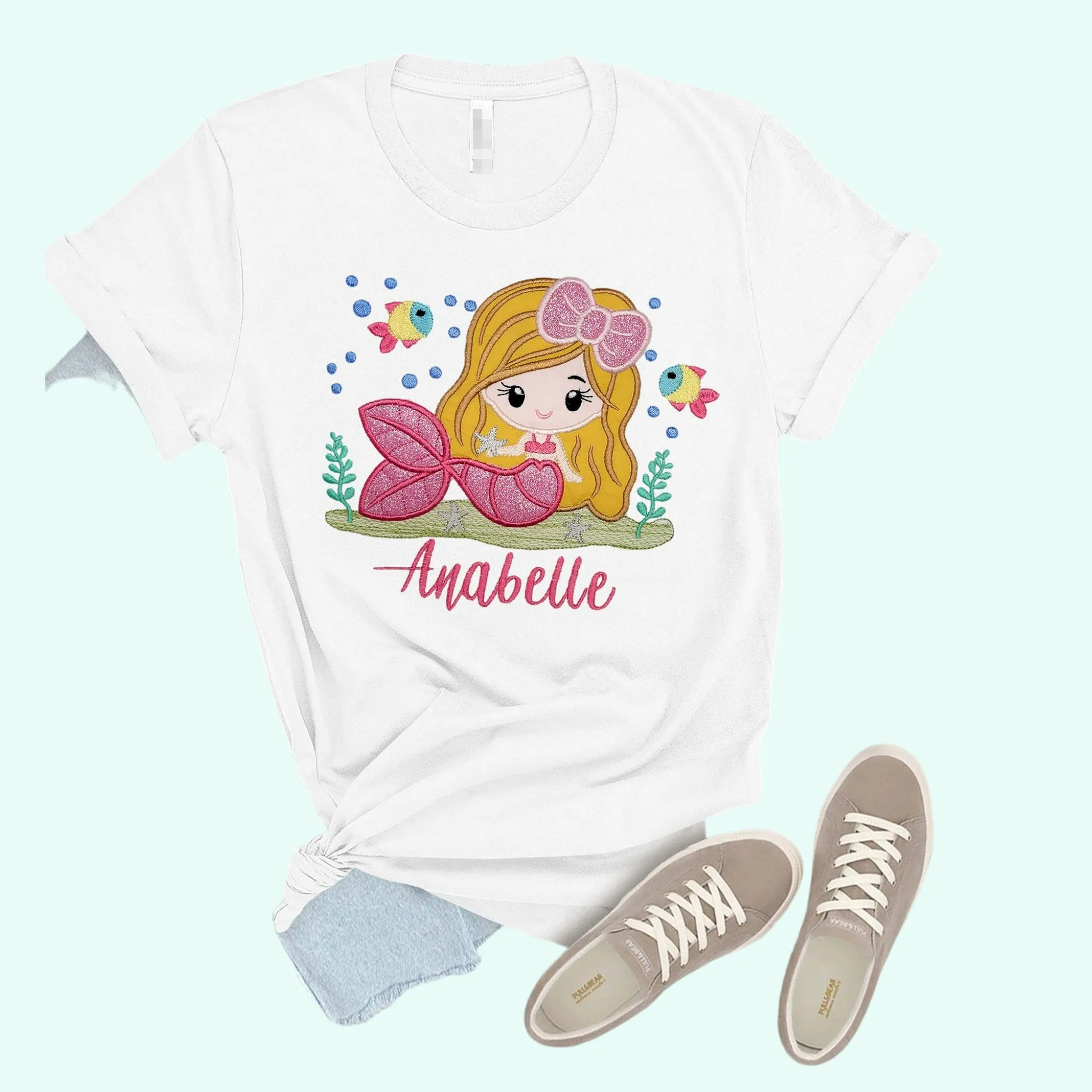 Personalized Mermaid Shirt. Toddler Mermaid  Personalized T-Shirt, Girls Shirt, Embroider Mermaid shirt| Girls clothes |Girls personalized shirt