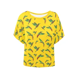 Red Swift Yellow Women's Batwing-Sleeved Blouse T shirt